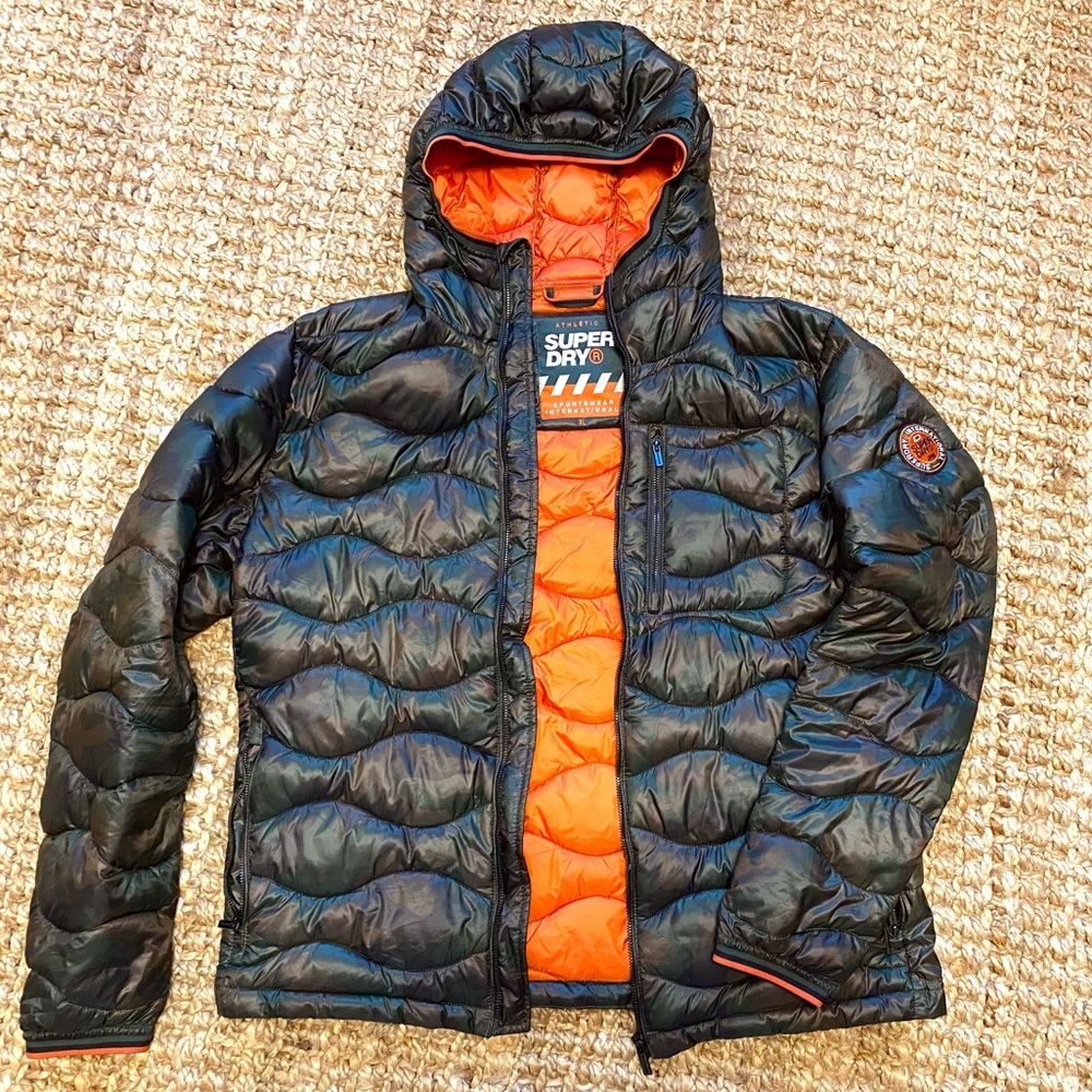 Superdry Camo Hooded Puffer Jacket Coat - Mens XL